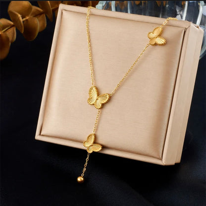 Ethereal Butterflies Necklace Gold